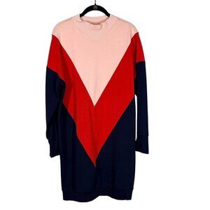 Scotch & Soda Chevron Color-block Long Sleeve Midi Dress Women's Size Medium